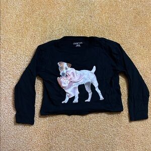 Crewcuts Black Long Sleeve with Dog and Pink Bow